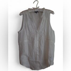 PAIGE Ruffled Sleeveless Cream Blouse